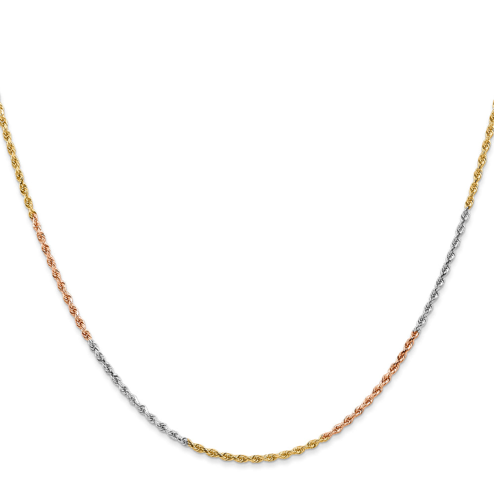 14k Tri-color 1.5mm Diamond-cut Rope Chain
