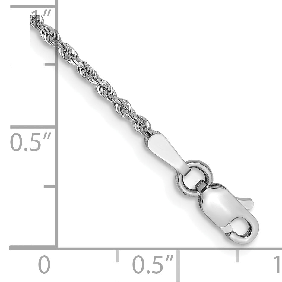 14k White Gold 1.5mm Diamond-cut Rope Chain Anklet