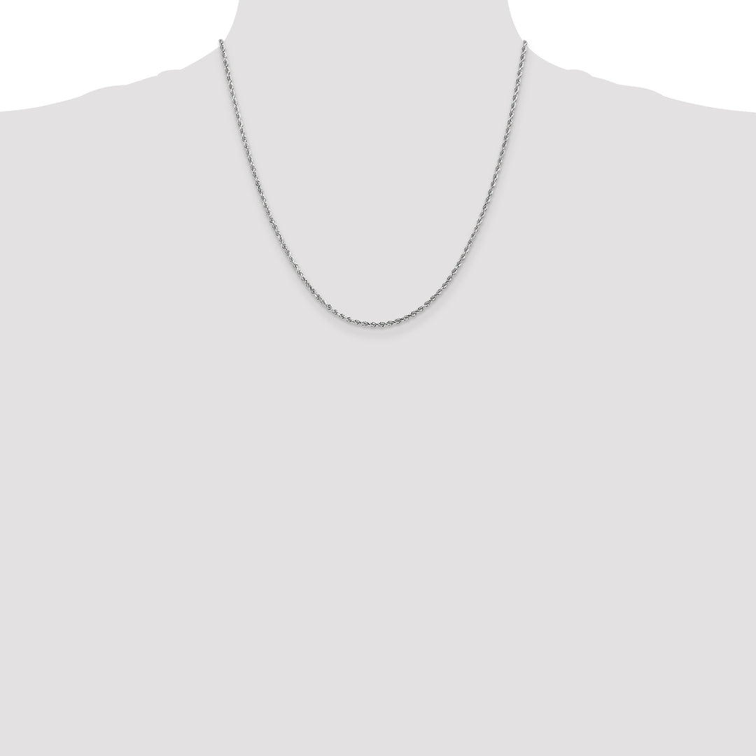 14k White Gold 2.0mm Diamond-cut Rope Chain