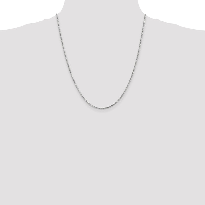 14k White Gold 2.0mm Diamond-cut Rope Chain