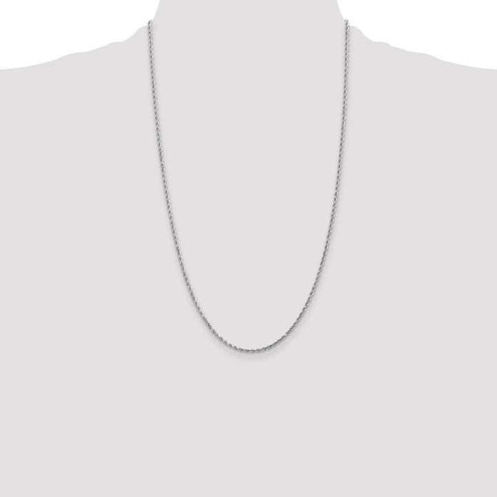 14k White Gold 2.0mm Diamond-cut Rope Chain