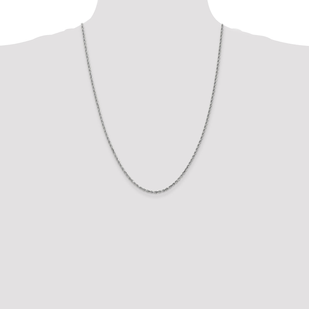 14k White Gold 2.25mm Diamond-cut Rope Chain