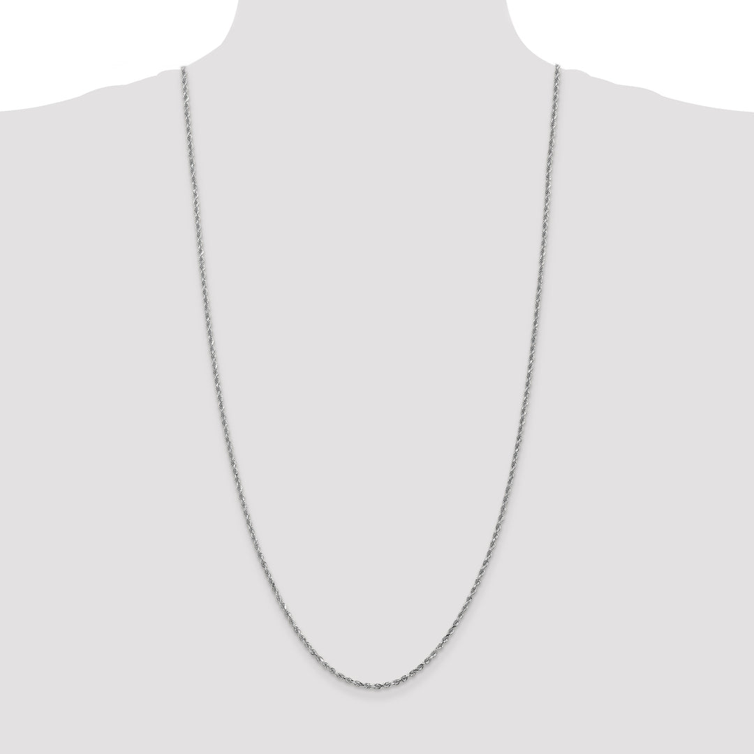 14k White Gold 2.25mm Diamond-cut Rope Chain