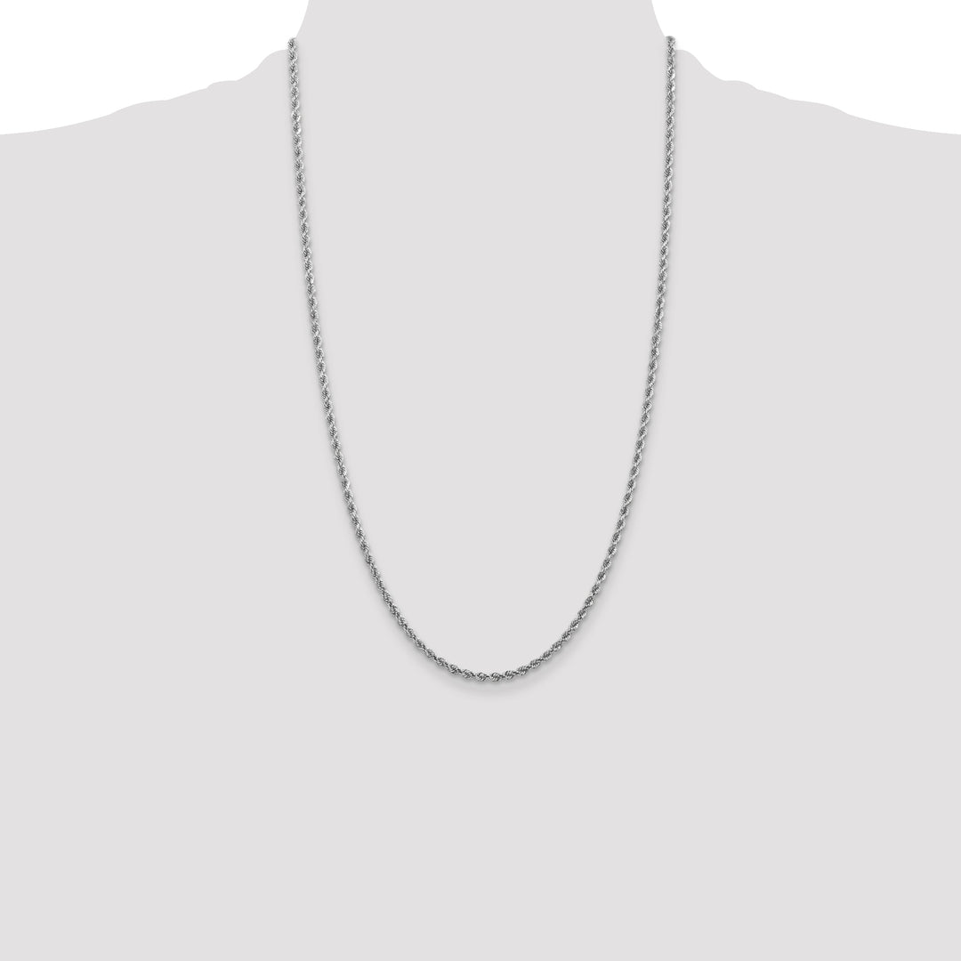 14k White Gold 2.75mm Diamond-cut Rope Chain