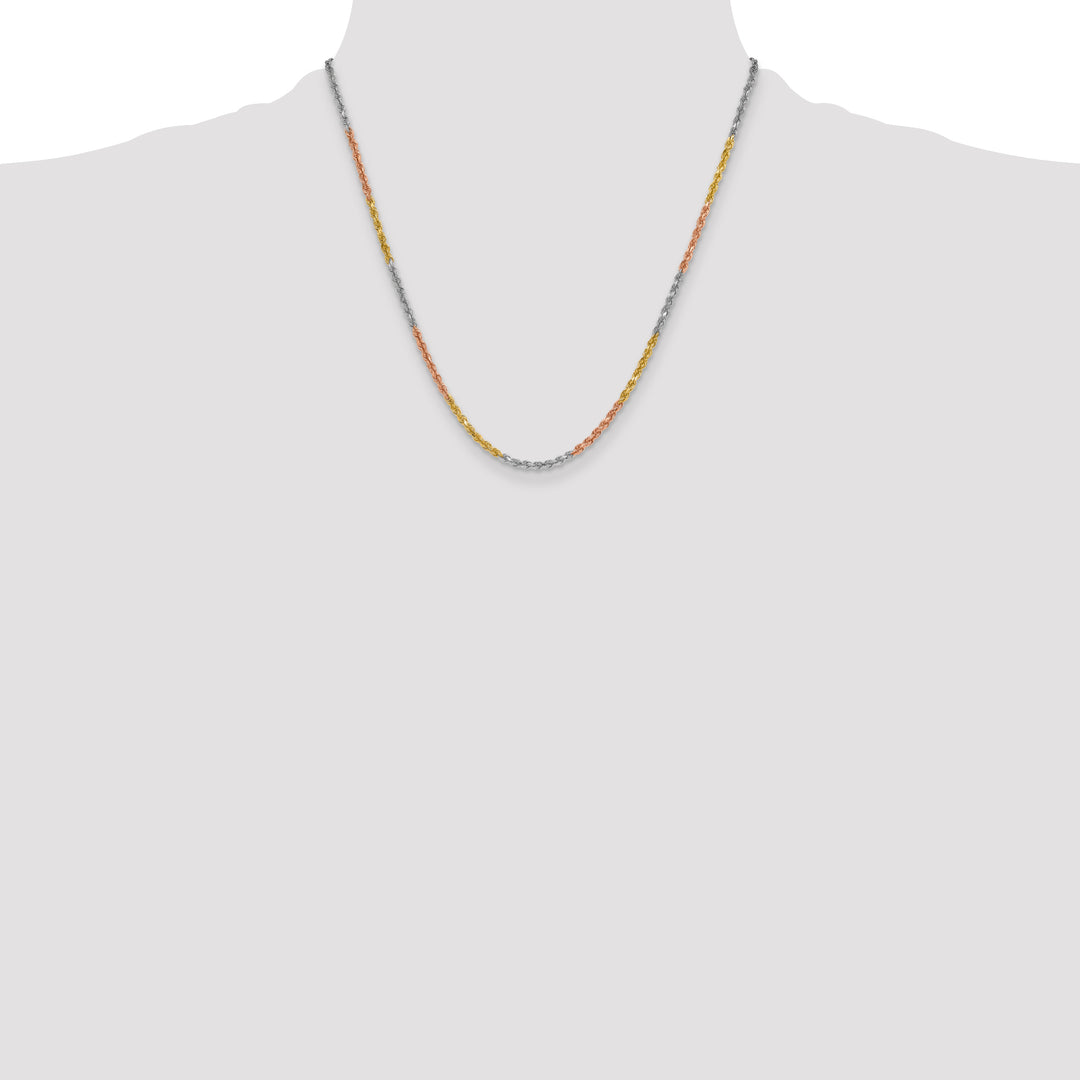14k Tri-color 3.0mm Diamond-cut Rope Chain