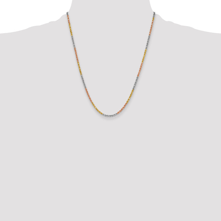 14k Tri-color 3.0mm Diamond-cut Rope Chain