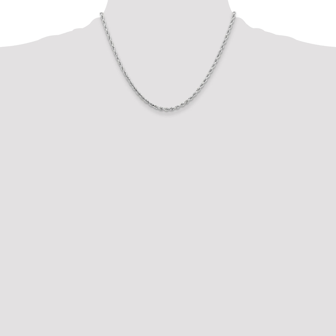 14k White Gold 3.25mm Diamond-cut Rope Chain
