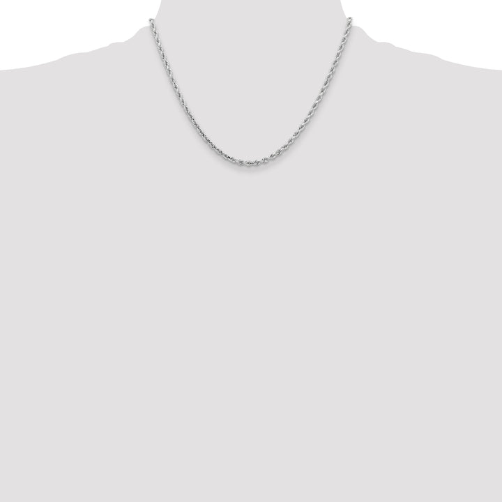 14k White Gold 3.25mm Diamond-cut Rope Chain
