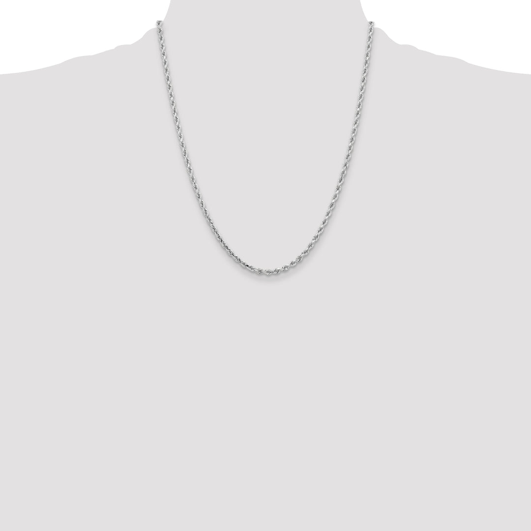 14k White Gold 3.25mm Diamond-cut Rope Chain