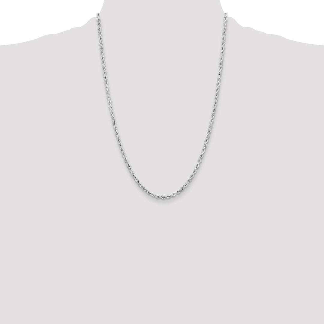 14k White Gold 3.25mm Diamond-cut Rope Chain