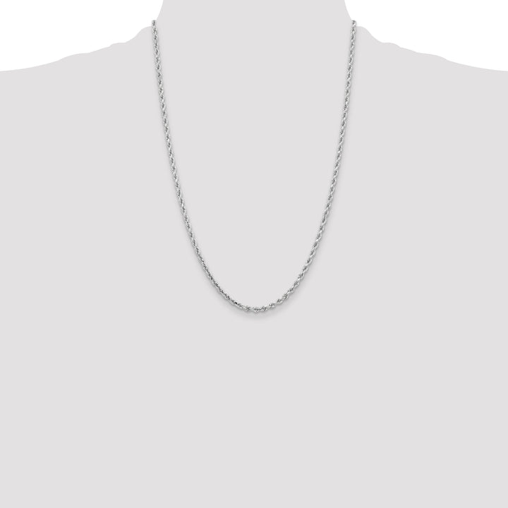 14k White Gold 3.25mm Diamond-cut Rope Chain