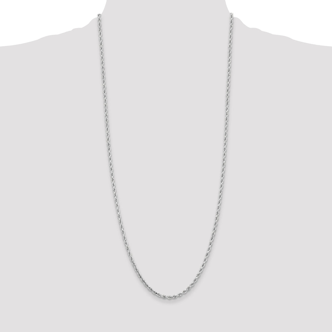 14k White Gold 3.25mm Diamond-cut Rope Chain
