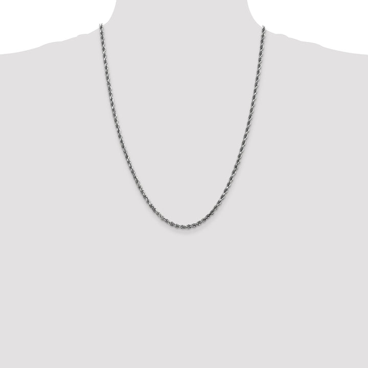 14k White Gold 3.5mm Diamond-cut Rope Chain