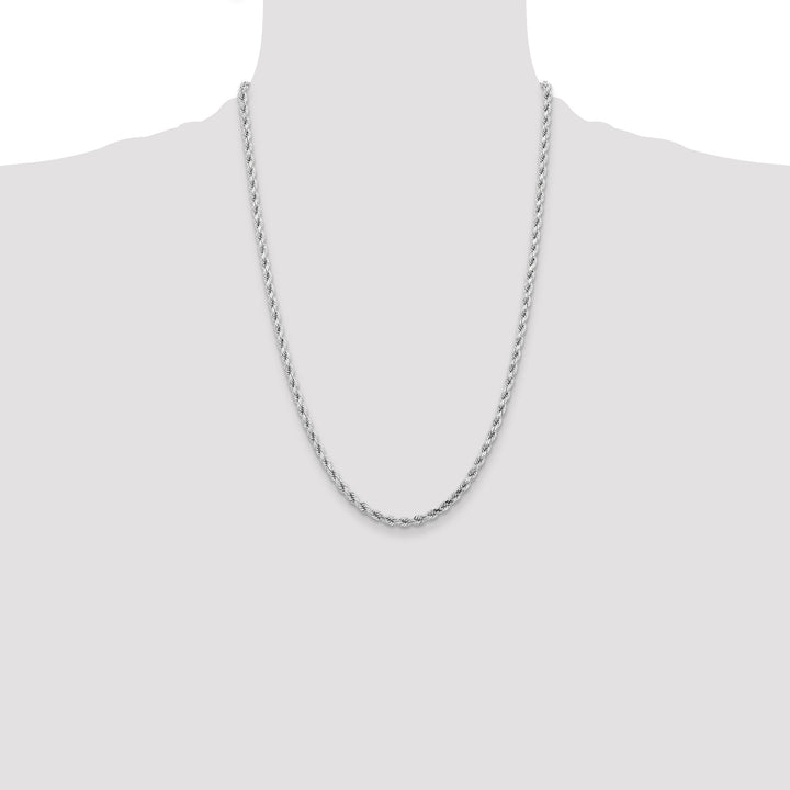 14k White Gold 4.25mm Diamond-cut Rope Chain