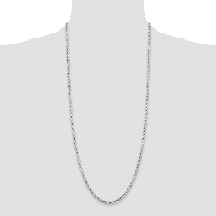 14k White Gold 4.25mm Diamond-cut Rope Chain