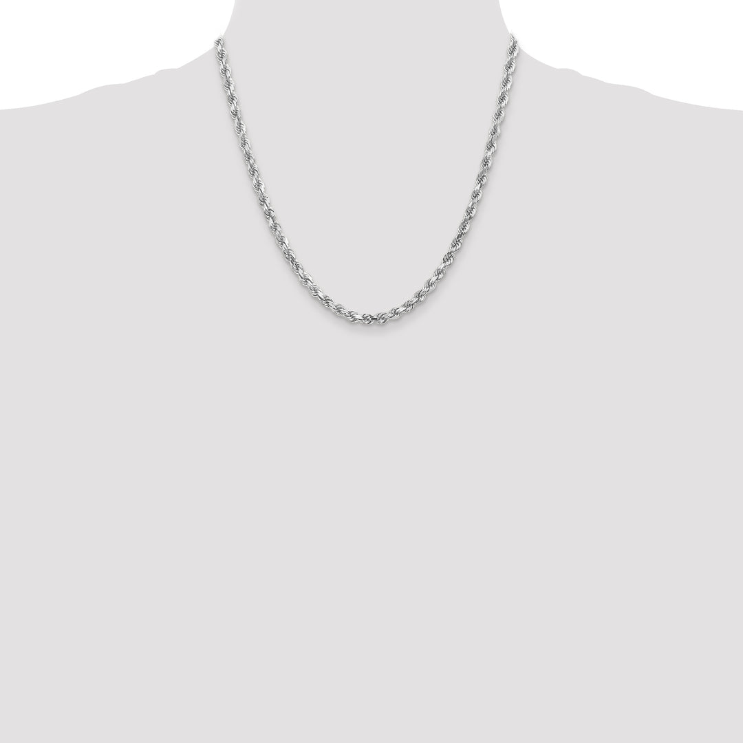 14k Whie Gold 4.5mm Diamond-cut Rope Chain