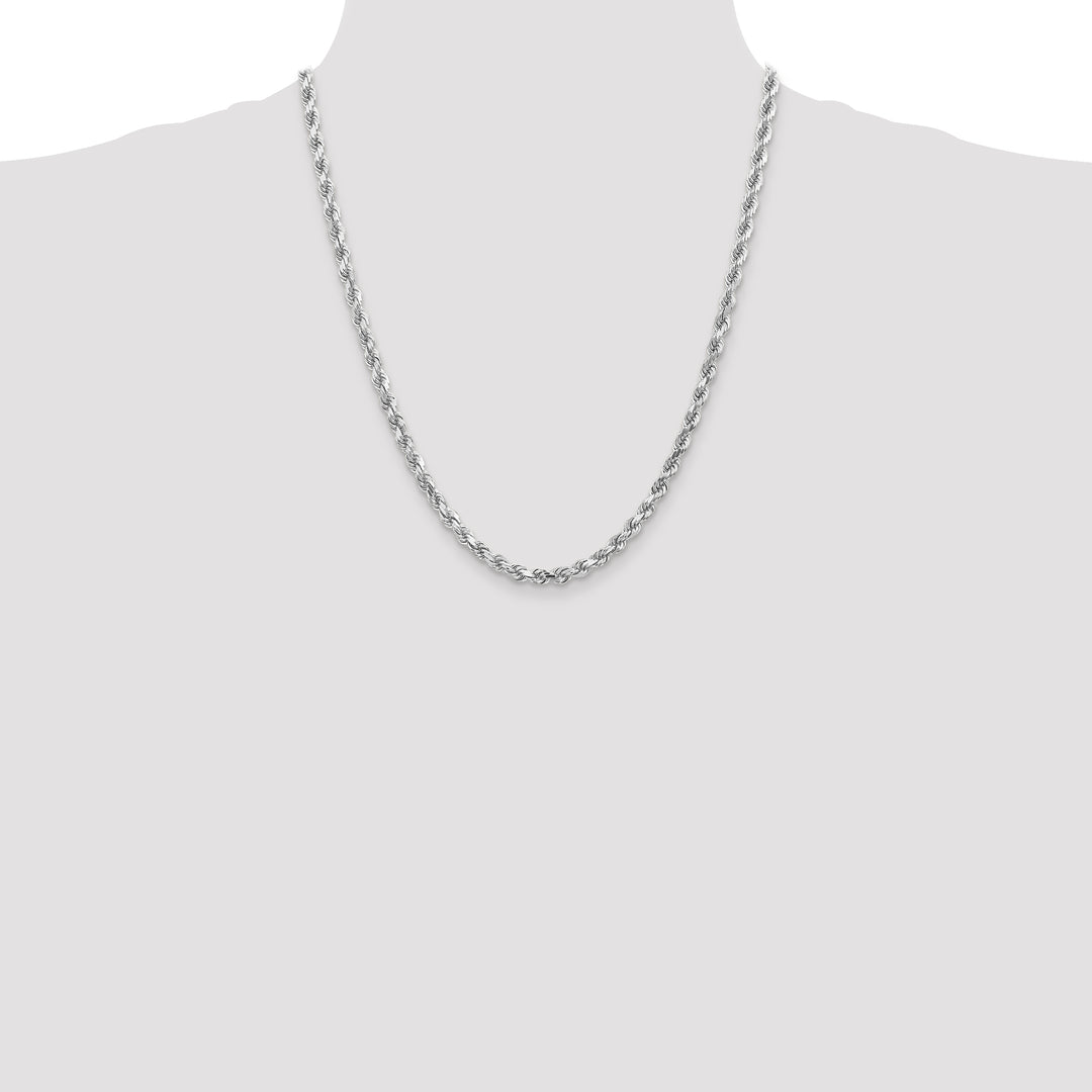 14k Whie Gold 4.5mm Diamond-cut Rope Chain