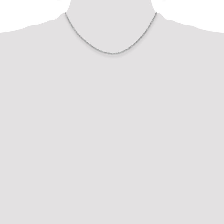 14K White Gold 1.35mm Carded Cable Rope Chain