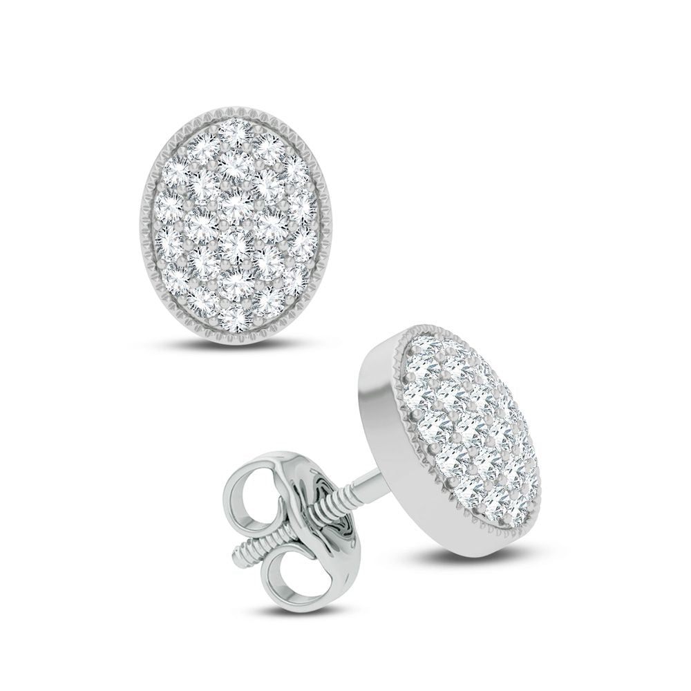 Sparkling 14k White Gold Diamond Stud Earrings for Women
