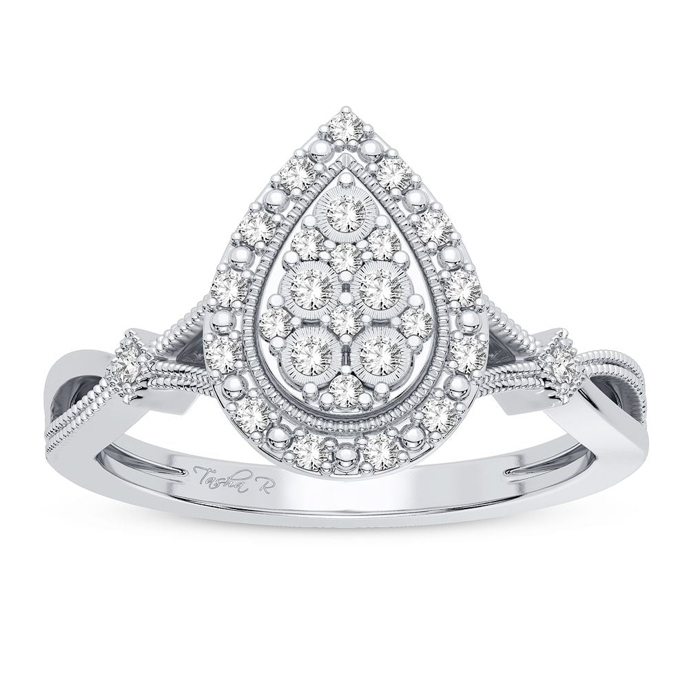 Chic 10k White Gold 0.13CT Diamond Statement Ring