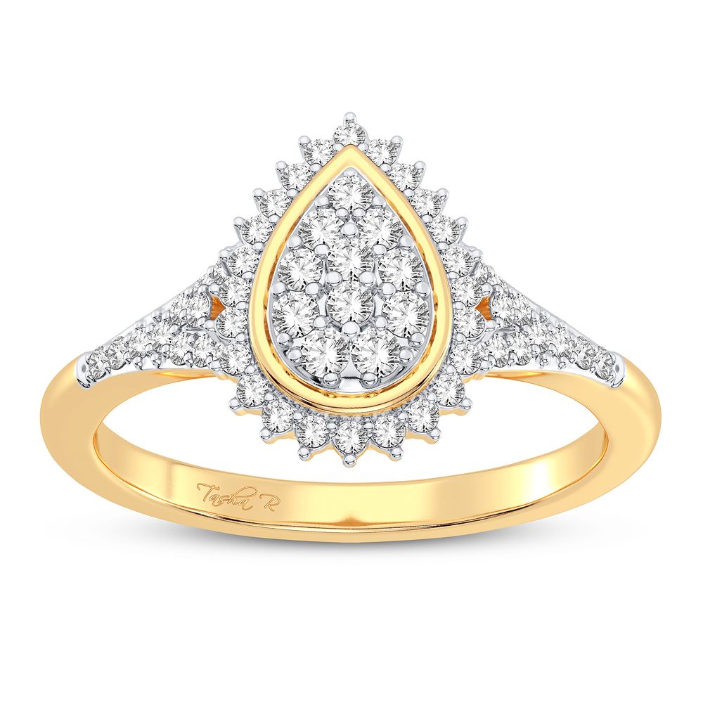 Chic 10k Yellow Gold 0.25CT Diamond Womens Fashion Ring