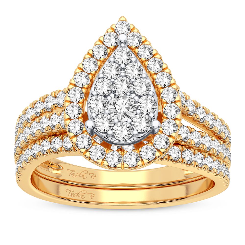 Sparkling 10K Yellow Gold 1CT Diamond Engagement Ring for Her