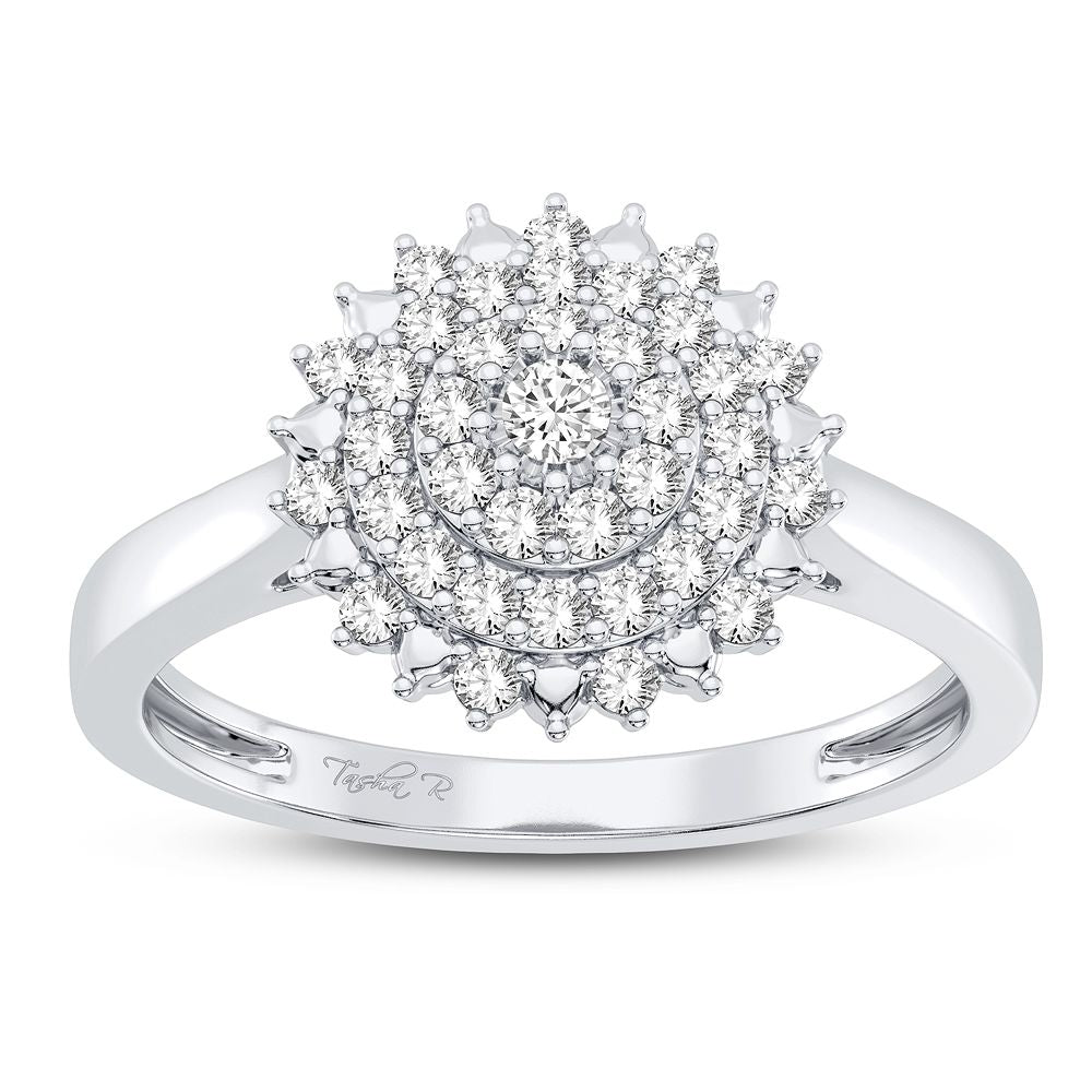 Sparkling 10k White Gold 0.25CT Diamond Womens Fashion Ring