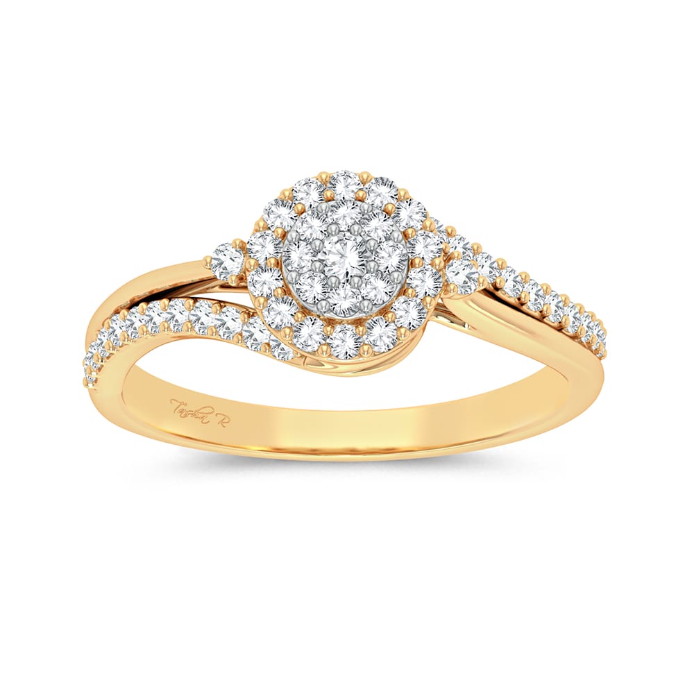 Romantic 10k Yellow Gold Diamond Fashion Ring for Her