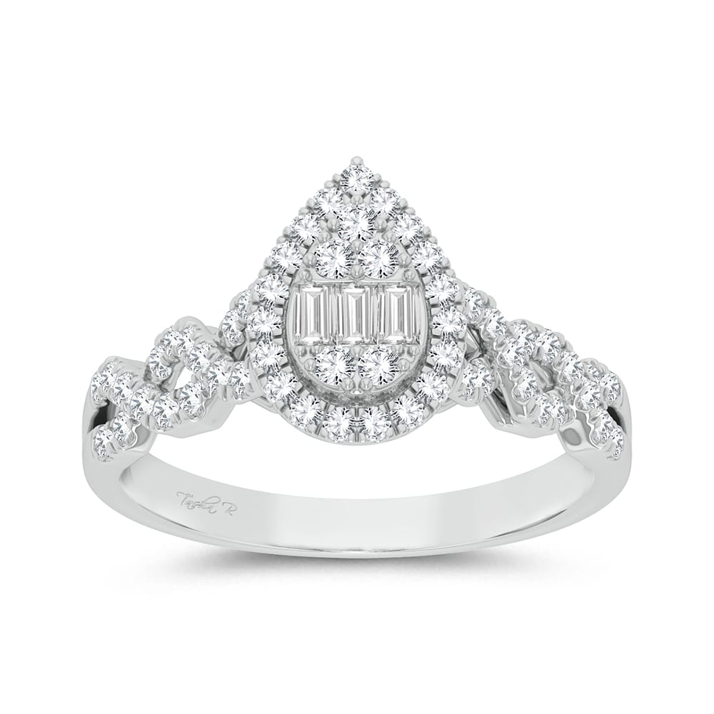 Romantic White Gold Diamond Fashion Ring for Her - Valentine 2023