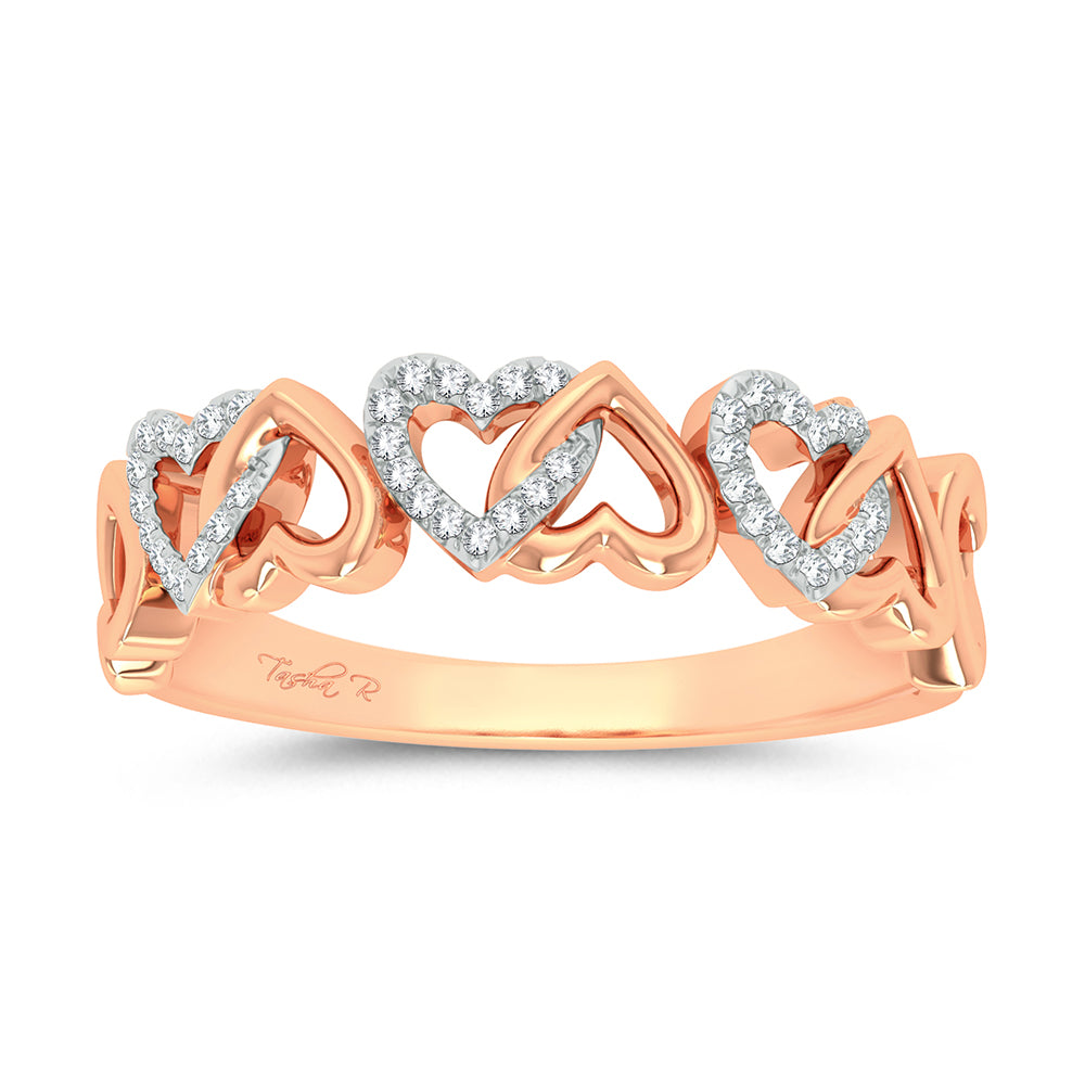 Chic 10k Rose Gold Diamond Fashion Ring for Her