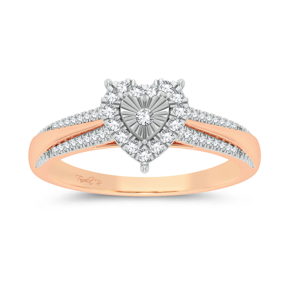 Chic 10k Rose Gold Diamond Fashion Ring for Her