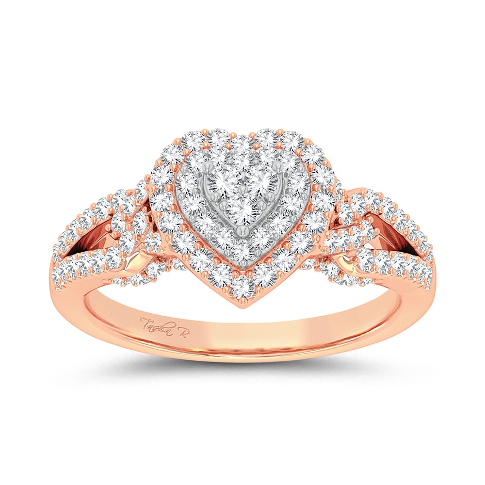 Romantic 14k Rose Gold 0.68ct Diamond Fashion Ring