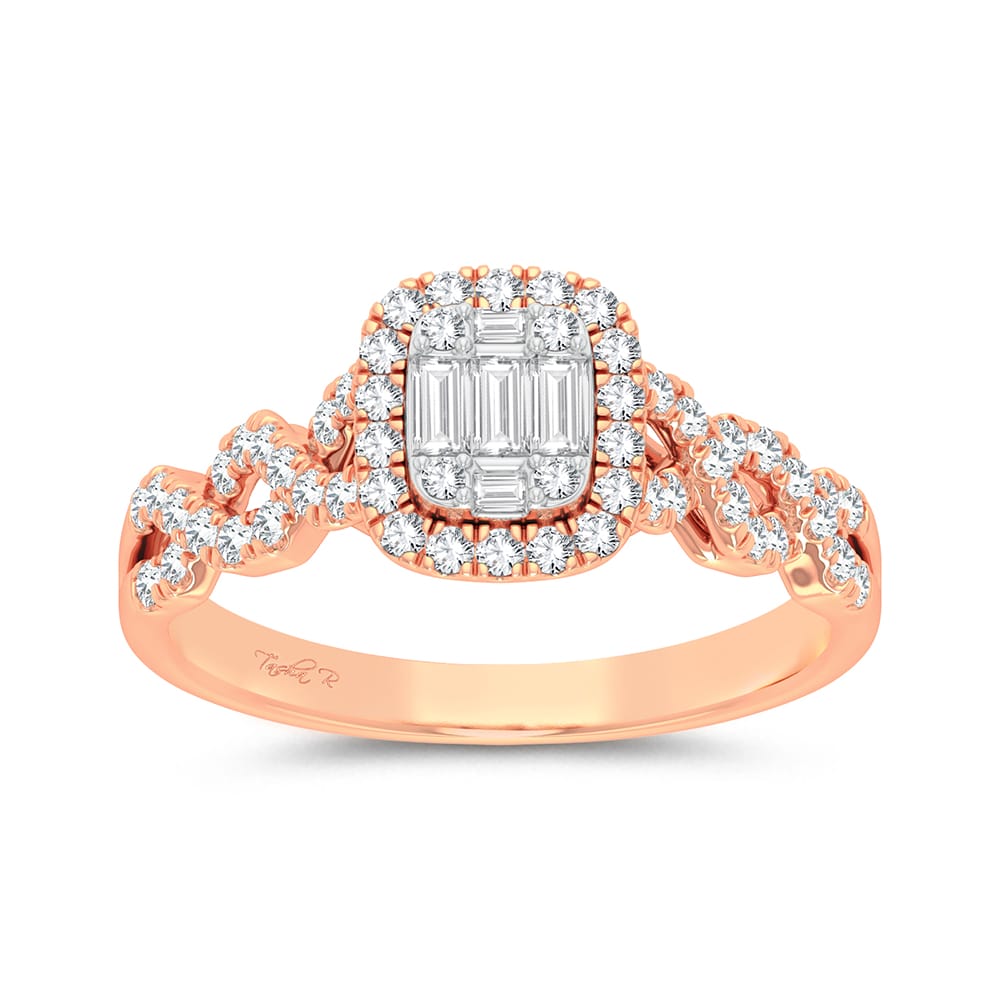 Romantic 14k Rose Gold Diamond Fashion Ring for Her