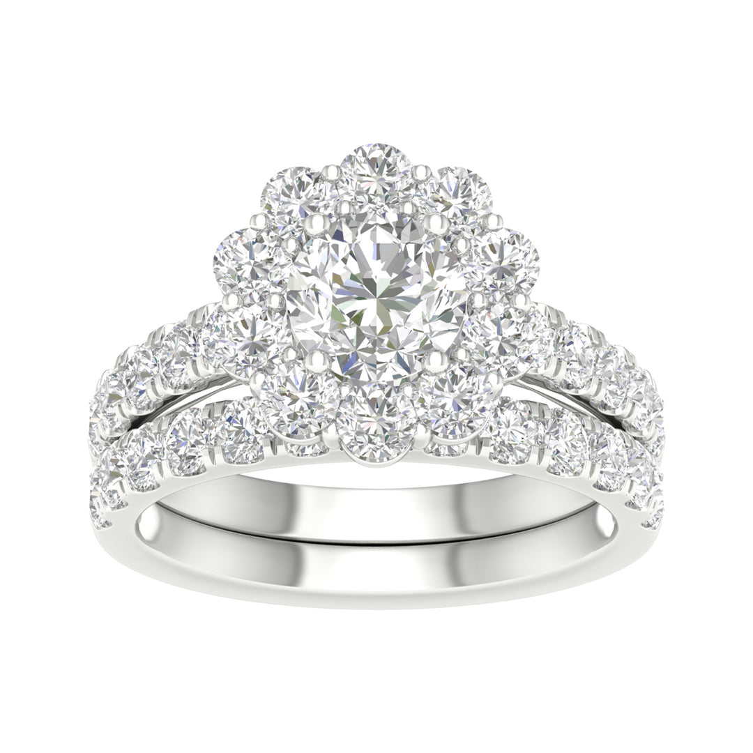 14k White Gold 3CT Lab Grown Diamond Bridal Ring Brilliance