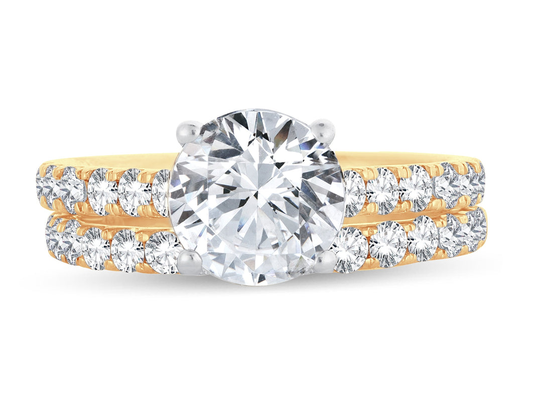 14K Yellow Gold 2CT Lab Diamond Bridal Ring Set