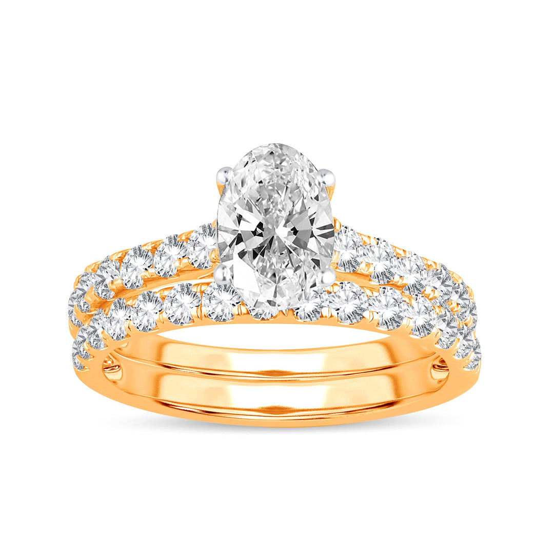 14K Yellow Gold 2CT Lab Diamond Bridal Set for Her
