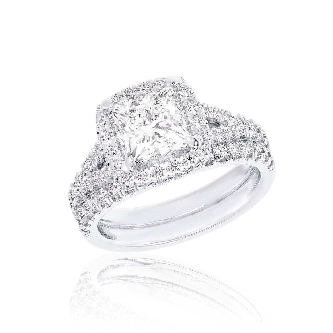 14k White Gold 1.65CT Lab Diamond Bridal Ring Elegance
