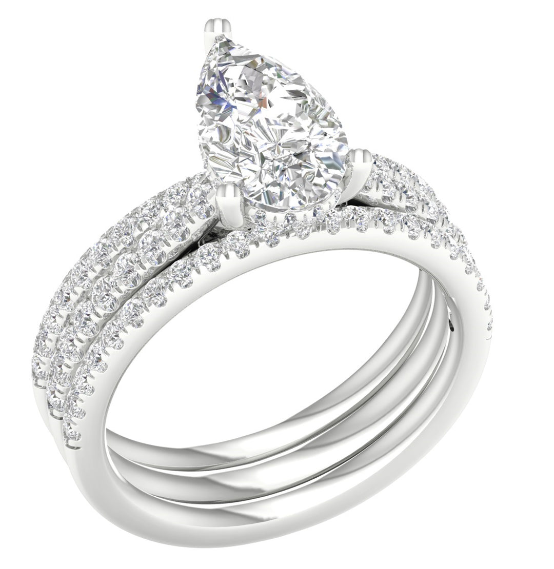 14k White Gold 2.75CT Lab Diamond Bridal Ring Set