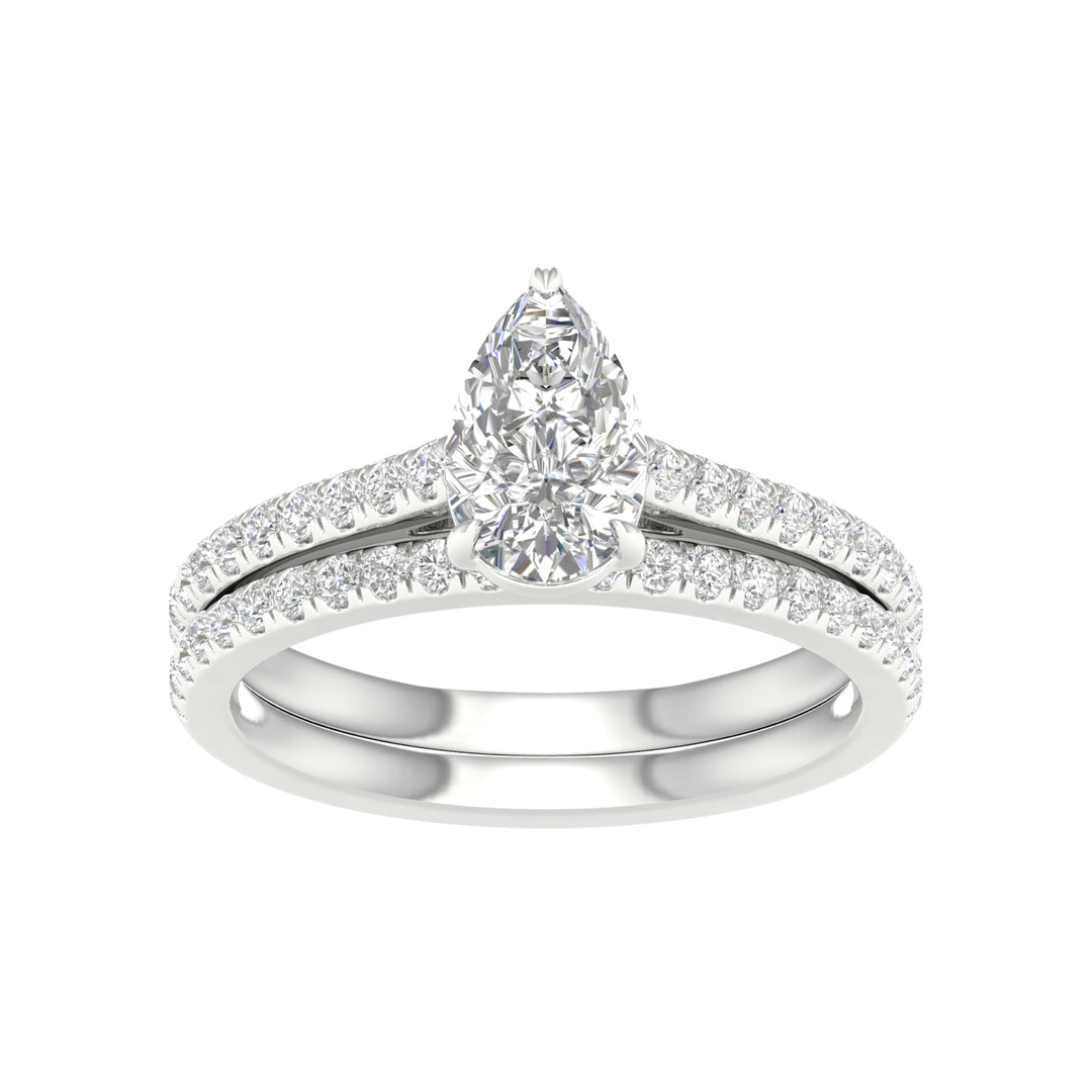Brilliant 14K White Gold 1.50CT Lab Diamond Bridal Ring Set