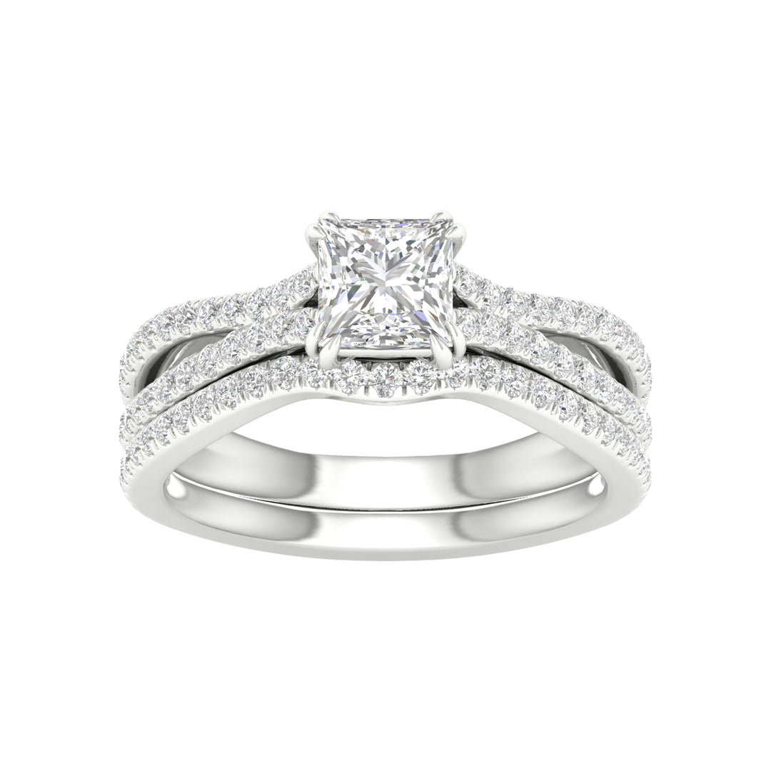 14K White Gold 1.65CT Lab Diamond Bridal Set Elegance