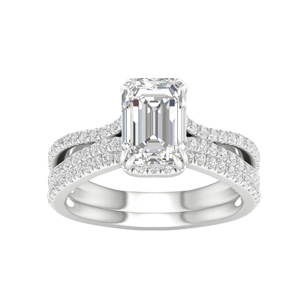 Certified 14K White Gold Lab Diamond Bridal Ring Set