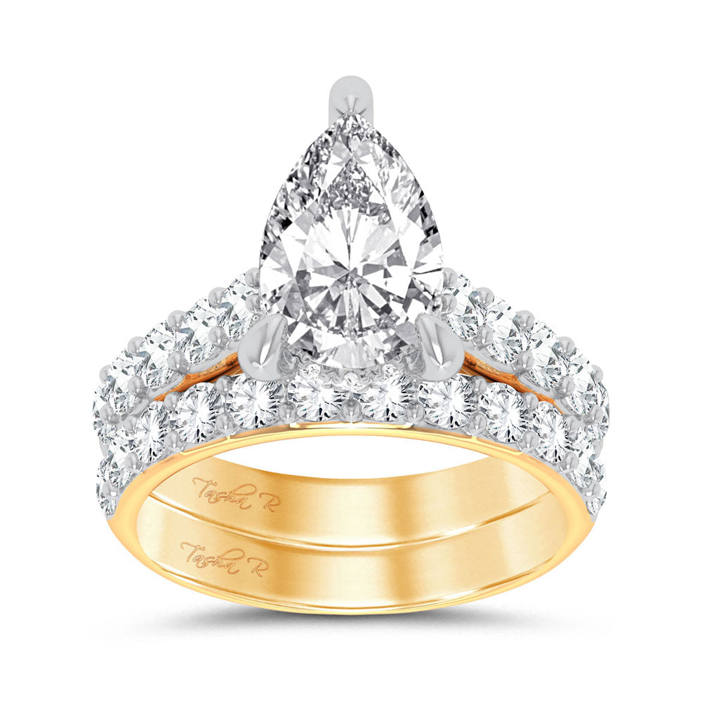 14K Yellow Gold 5CT Lab Diamond Bridal Ring Ensemble