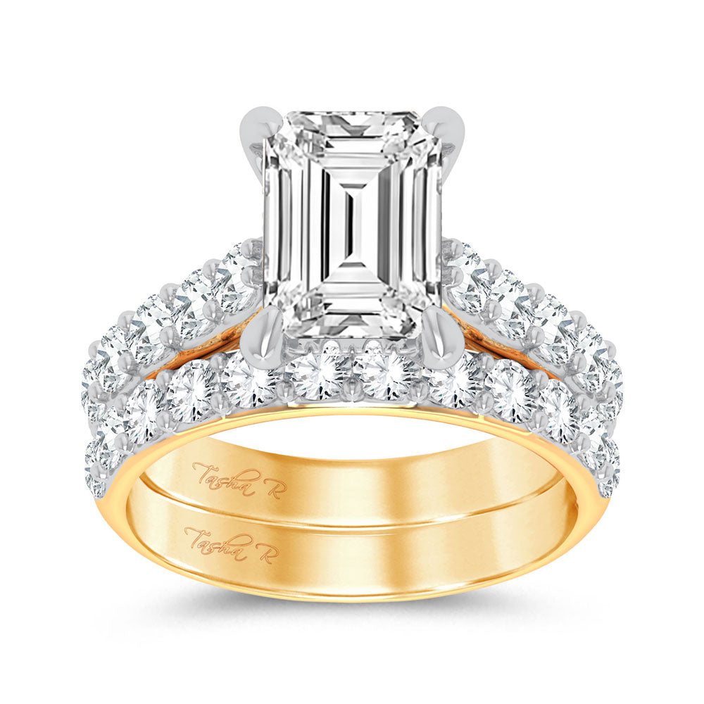 14K Yellow Gold 5CT Lab Diamond Bridal Ring Set