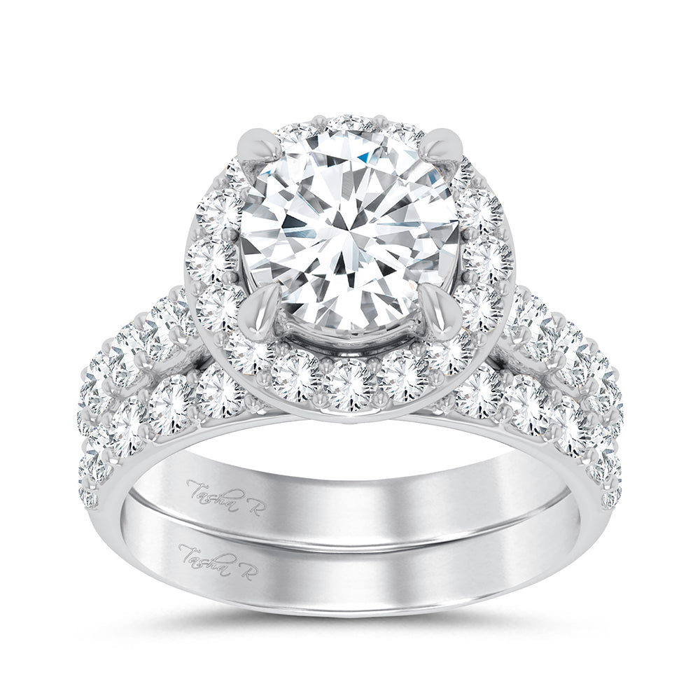 14K White Gold 5CT Lab Diamond Bridal Ring Set