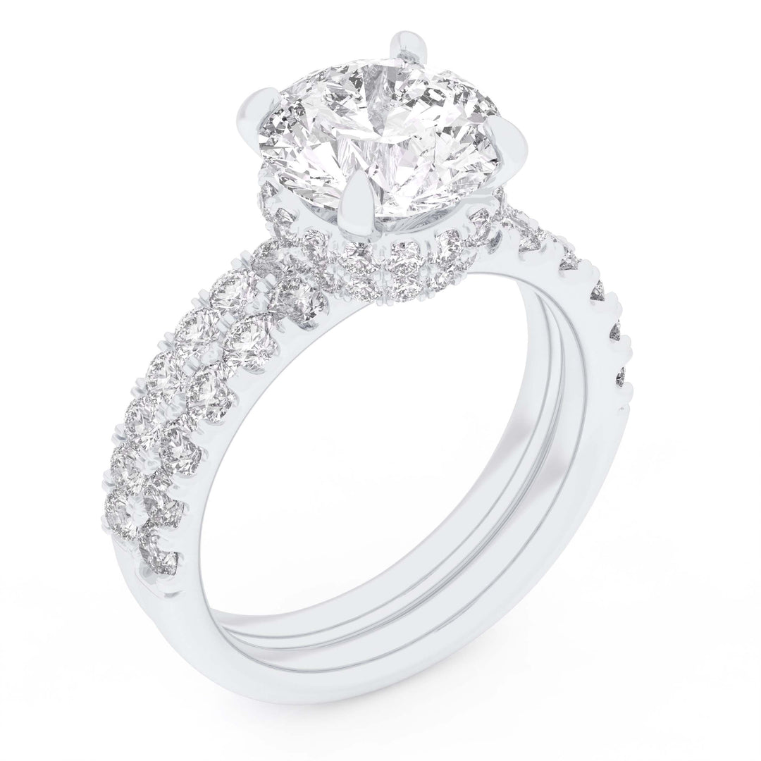 14K 4.44CT Certified Lab Grown Diamond Bridal Set Double hidden halo