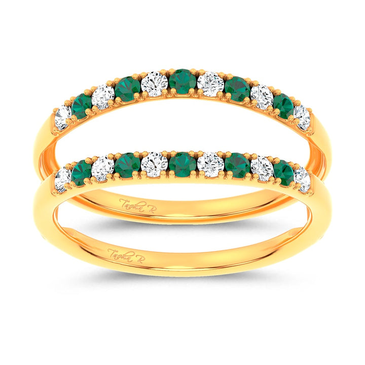 14K 0.58CT Natural Emerald RING GUARD with 0.25CT Lab Grown Diamonds