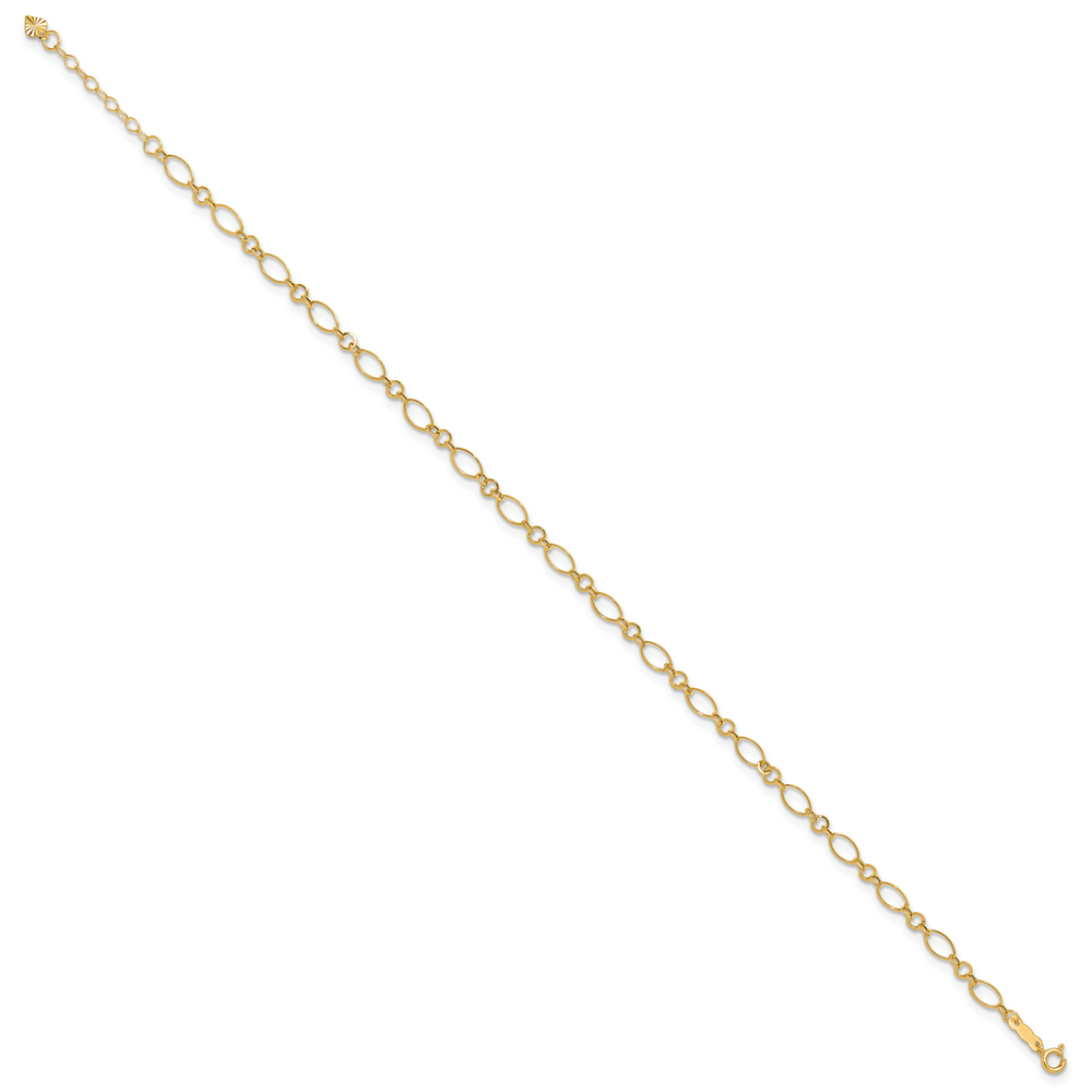 14k Fancy Link 9in with 1in ext Anklet