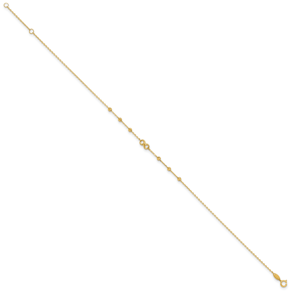 14K Infinity Symbol 10in Plus 1in ext. Anklet