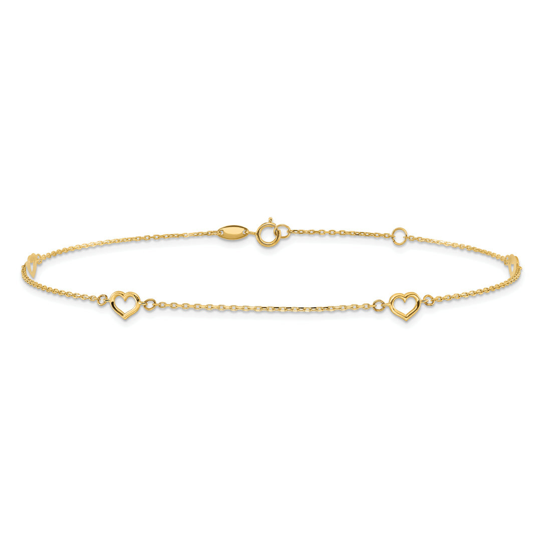 14K Heart 10in Plus 1in ext. Anklet