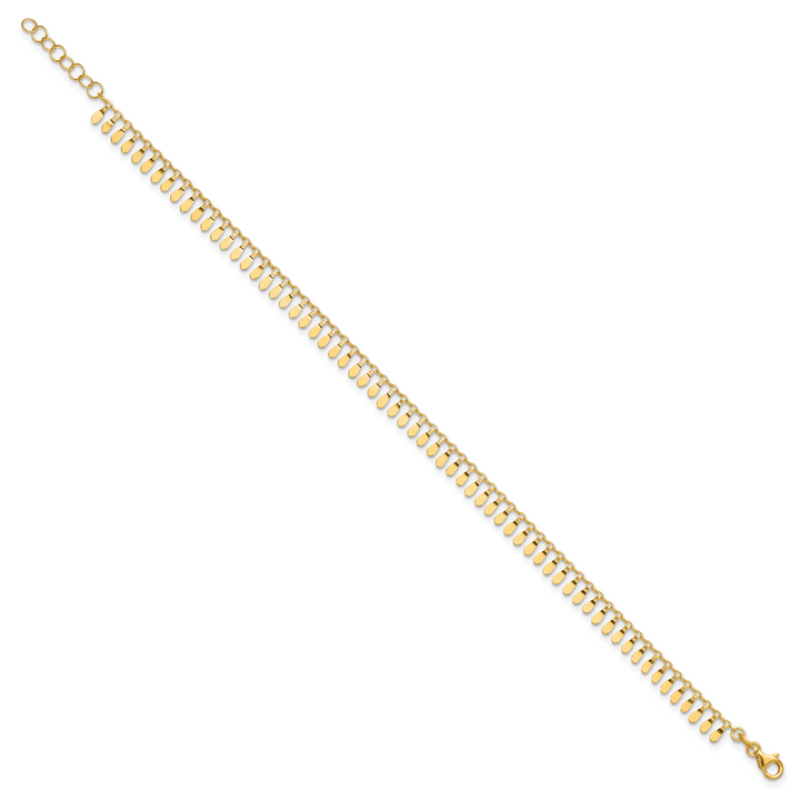 14K Polished Fancy 9in Plus 1 in ext. Anklet